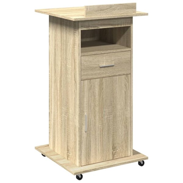 vidaXL Pupitre et roues et tiroir chêne sonoma bois d'ingénierie