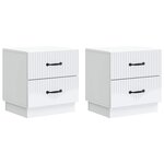 vidaXL Cabinet de chevet avec tiroir 2 Pièces Blanc 43 x 34 5 x 44 5 cm