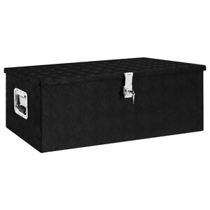 vidaXL Boîte de rangement Noir 90x47x33 5 cm Aluminium