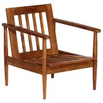 vidaXL Fauteuil Marron Cuir véritable avec bois d'acacia