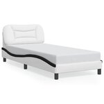 vidaXL Cadre de lit sans matelas blanc et noir 90x190 cm similicuir