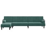 vidaXL Canapé-lit en forme de L vert foncé 260x140x70 cm velours