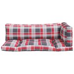 vidaXL Coussins de palette lot de 3 motif à carreaux rouge tissu