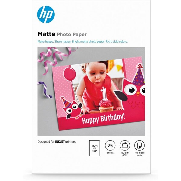 Papier photo Mat HP  180 g/m2  10 x 15 cm  25 feuilles HP