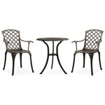 vidaXL Ensemble de bistro 3 Pièces Aluminium coulé Bronze