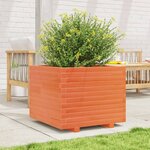 vidaXL Jardinière cire marron 60x60x49 5 cm bois de pin massif