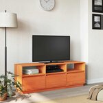 vidaXL Meuble TV cire marron 140x37x50 cm bois pin massif