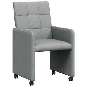 vidaXL Chaises de Salle à Manger avec Roues 2 Pièces Gris clair tissu