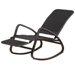 Rocking chair fauteuil à bascule style cosy dossier repose-pied réglable résine tressée 4 fils imitation rotin noir