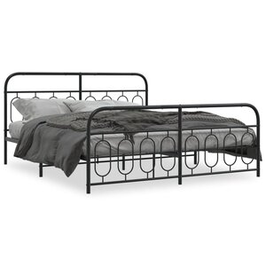 vidaXL Cadre de lit métal sans matelas avec pied de lit noir 180x200cm
