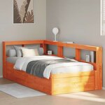 vidaXL Lit bibliothèque sans matelas cire marron 75x190 cm pin massif