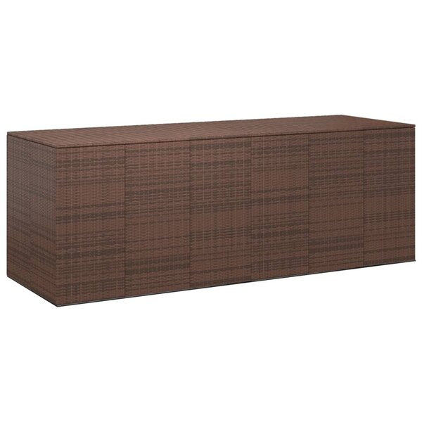 vidaXL Boîte à coussins jardin Résine tressée 291x100 5x104 cm Marron