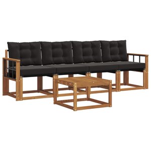 vidaXL Ensemble de canapés d'extérieur 5 pc Naturel et Noir