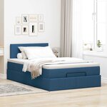 vidaXL Lit ottoman avec matelas et LED Bleu 120x200 cm Tissu