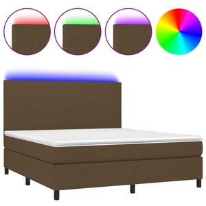 vidaXL Sommier à lattes de lit et matelas LED Marron foncé 160x200 cm