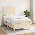 vidaXL Sommier à lattes de lit avec matelas Crème 100x200 cm Tissu
