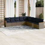 vidaXL Salon de jardin 9 Pièces avec coussins gris résine tressée