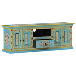 vidaXL Meuble TV bleu 110x30x40 cm bois massif de manguier