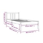 vidaXL Cadre de lit sans matelas bois massif 75x190 cm