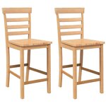 VidaXL Tabourets de bar 2 Pièces naturel bois massif d'hévéa