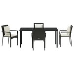 vidaXL Ensemble de salle à manger de jardin de 5 pièces avec coussins en poly rotin noir