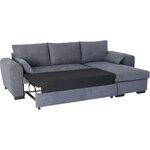 Canapé d'angle convertible réversible MAX - Méridienne avec coffre - Tissu gris foncé - 240 x 143 x 85 cm