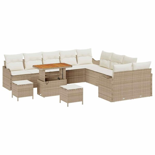 vidaXL Ensemble de canapé de jardin avec coussin 13 Pièces Beige  Crème