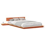 vidaXL Cadre de Lit avec Tables de Nuit Marron Ciré 120x200cm Bois Massif