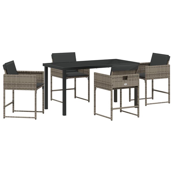 vidaXL Ensemble de jardin 5 pièces avec coussins gris en poly rotin