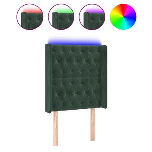vidaXL Tête de lit à LED Vert foncé 83x16x118/128 cm Velours