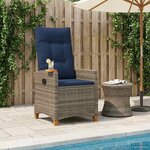 vidaXL Chaise inclinable avec plateau à thé 62 x 64 x 112 cm polyrotin