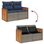vidaXL Salon de jardin avec coussins 6 Pièces gris résine tressée acacia