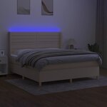 vidaXL Sommier à lattes de lit matelas et LED Crème 160x200 cm Tissu