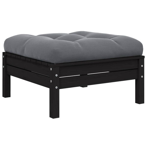 vidaXL Repose-pied de jardin avec coussin anthracite Bois de pin Noir