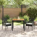 vidaXL Ensemble de jardin 3 pièces avec coussins en poly rattan noirs.