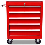 vidaXL Chariot à outils d'atelier avec 5 tiroirs Rouge
