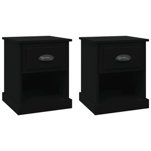 vidaXL Tables de chevet 2 Pièces noir 39x39x47 5 cm bois d'ingénierie
