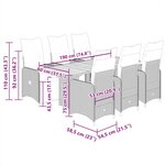 vidaXL Ensemble de bistro de jardin 7 Pièces coussins gris poly rotin