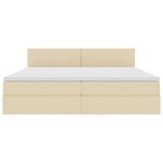 vidaXL Lit de rangement LED avec matelas Crème 200 x 200 cm Tissu