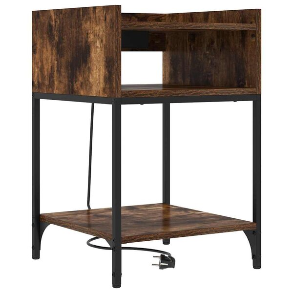 vidaXL Table de chevet Chêne fumé 40 x 40 x 61 cm Bois d'ingénierie