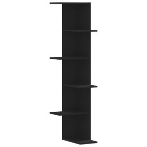 vidaXL Étagère d'angle murale noir 36 5x36 5x140 cm bois d'ingénierie