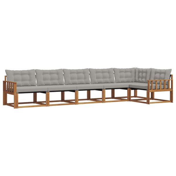 vidaXL Ensemble de canapés d'extérieur 6 Pièces Gris Naturel et Clair