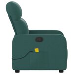 vidaXL Fauteuil inclinable de massage vert foncé tissu