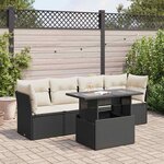 vidaXL Salon de jardin 5 Pièces avec coussins noir résine tressée