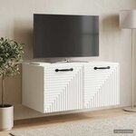 vidaXL Meuble TV mural Montage mural Blanc brillant 59 5 x 41 x 30 cm