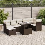 vidaXL Salon de jardin 8 Pièces avec coussins marron résine tressée