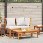 vidaXL Salon de jardin 3 Pièces avec coussin crème Bois d'acacia solide