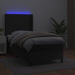 vidaXL Sommier à lattes de lit matelas LED Noir 90x190 cm Similicuir