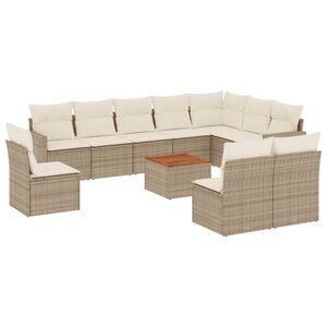 vidaXL Salon de jardin 11 Pièces avec coussins beige résine tressée