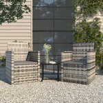 vidaXL Mobilier d'extérieur 3 Pièces avec coussins Résine tressée Gris
